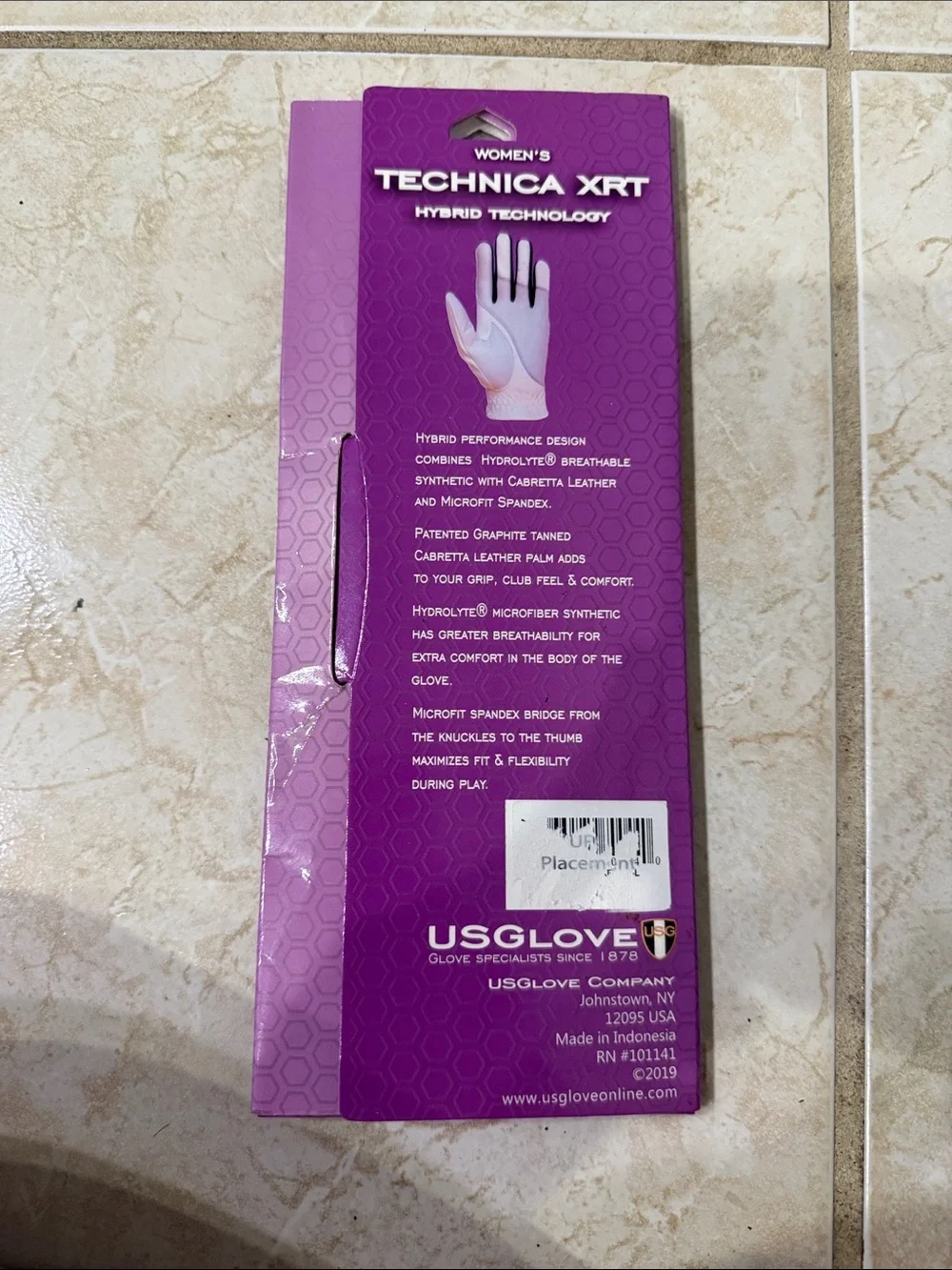 USGlove Women's Technica XRT Left Golf Glove - White (Left Hand, Size L)